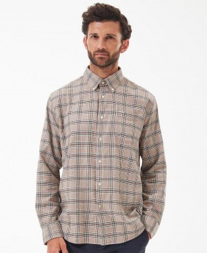 Topuri Barbati Barbour Bowburn Regular Fit Shirt Bej | Romania_BAR51217